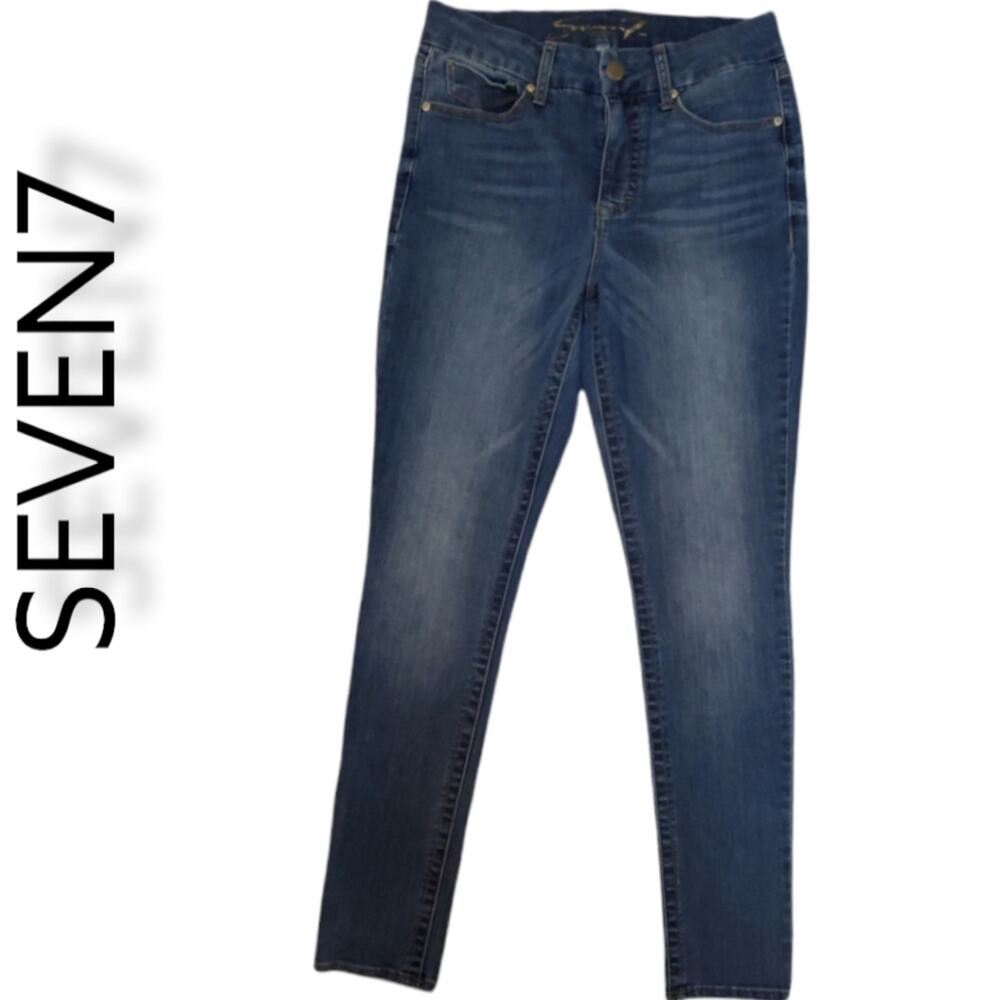 Seven7 Hi Rise SkinnyTummyless Size 10  Blue Denim